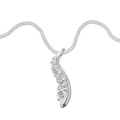 Sterling Silver Cubic Zirconia Wave Pendant