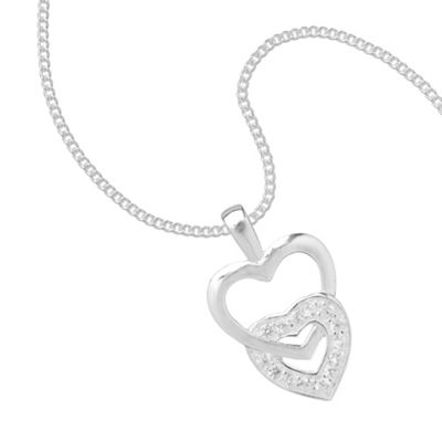 Sterling Silver Cubic Zirconia Double Heart Link