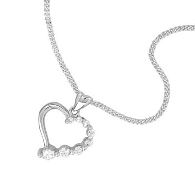 Sterling Silver Cubic Zirconia Curved Heart