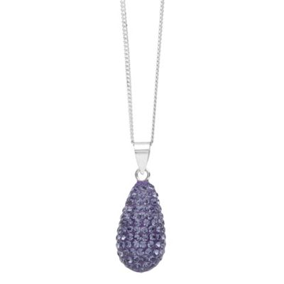 Sterling Silver And Purple Crystal Pave Peardrop