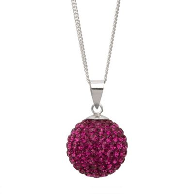 Sterling Silver And Fuchsia Crystal Pave Ball