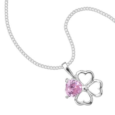 Simply Silver Sterling Silver And Pink Cubic Zirconia Clover