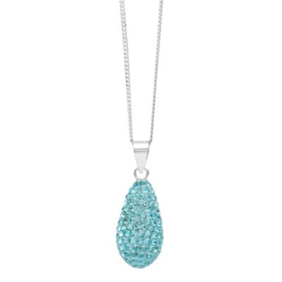 Simply Silver Sterling Silver And Aqua Crystal Pave Peardrop