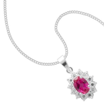 Simply Silver Sterling Silver Pink Cubic Zirconia Pendant