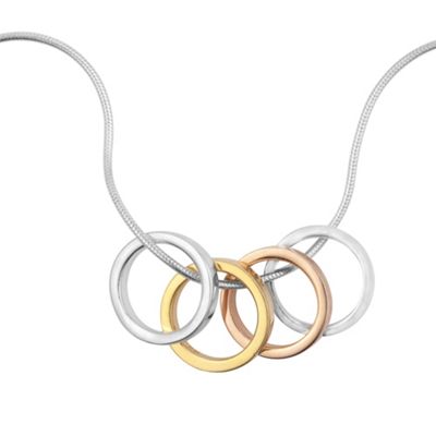 Simply Silver Sterling Silver Triple Tone Ring Necklace