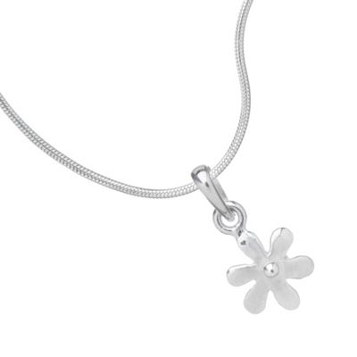 Simply Silver Sterling Silver Flower Drop Necklace