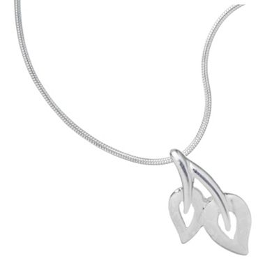 Simply Silver Sterling Silver Double Leaf Pendant Necklace
