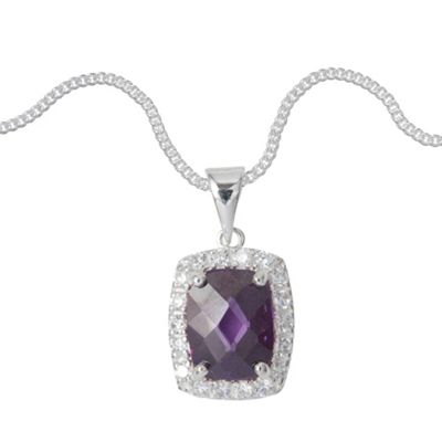 Simply Silver Sterling Silver Purple Square Cubic Zirconia