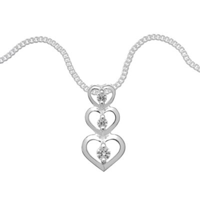 Simply Silver Sterling Silver And Cubic Zirconia Triple Heart