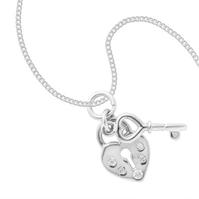 Simply Silver Sterling Silver Cubic Zirconia Padlock And Key