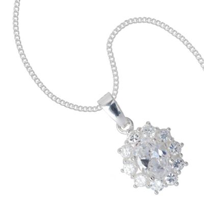 Simply Silver Sterling silver oval cubic zirconia pendant