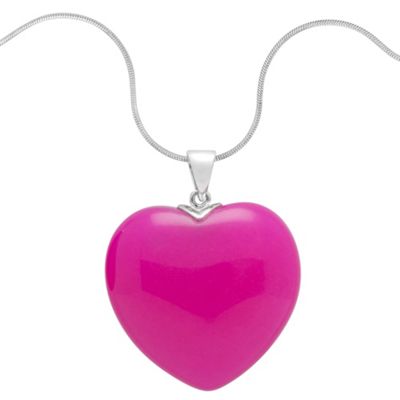 Simply Silver Sterling Silver Fuchsia Semi Precious Heart