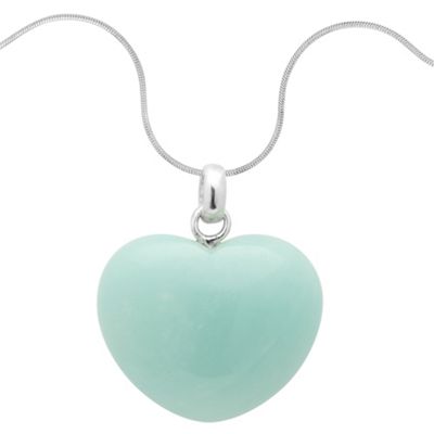 Simply Silver Sterling Silver Large Green Semi Precious Heart