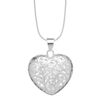 Simply Silver Sterling Silver Filigree Heart Necklace