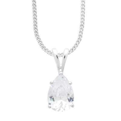 Simply Silver Sterling Silver Cubic Zirconia Peardrop Pendant