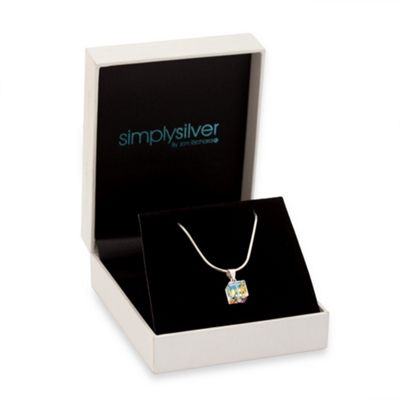 Simply Silver Sterling Silver Aurora Borealis Crystal Cube