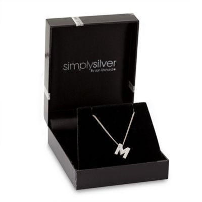 Simply Silver Sterling Silver Cubic Zirconia M Initial Pendant