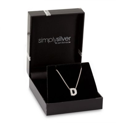 Simply Silver Sterling Silver Cubic Zirconia D Initial Pendant