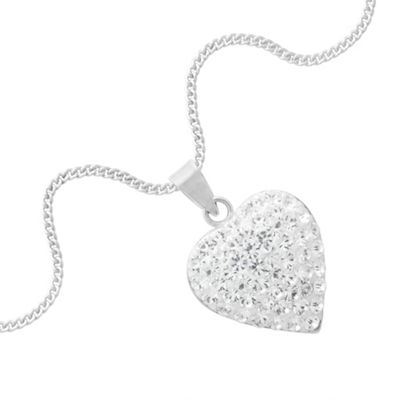Simply Silver Sterling Silver Pave Crystal Heart Pendant