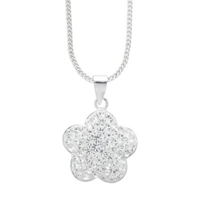 Sterling Silver Pave Crystal Flower Pendant