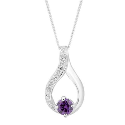 Simply Silver - Sterling silver purple cubic zirconia loop necklace