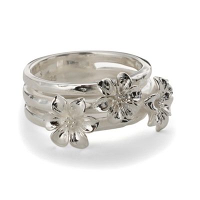 Simply Silver Sterling Silver Flower Stacker Ring