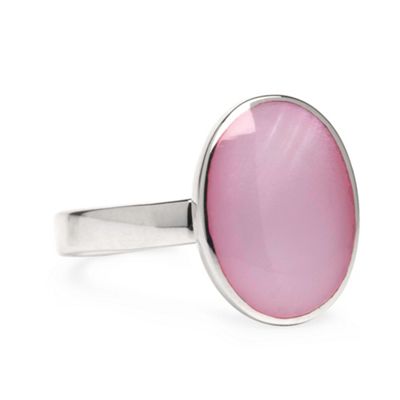 Sterling Silver Pink Mother Of Pearl Oval Ring