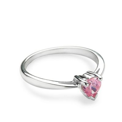 Simply Silver Sterling Silver Pink Cubic Zirconia Heart Ring
