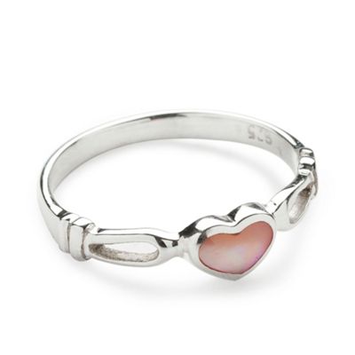 Sterling Silver Pink Mother Of Pearl Heart Ring