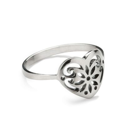 Simply Silver Sterling Silver Filigree Heart Ring