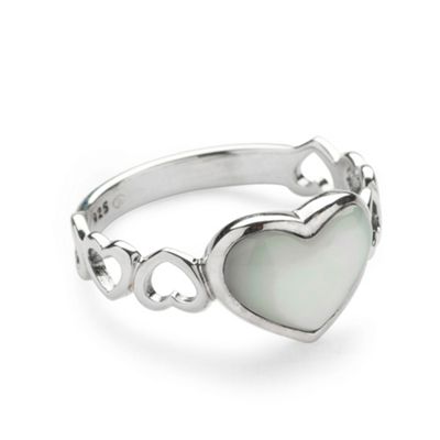 Sterling Silver and Mother Of Pearl Heart Ring