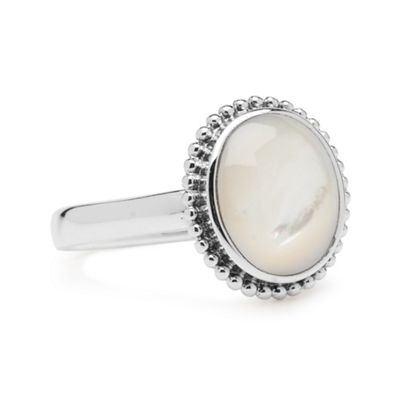 Sterling Silver Mother Of Pearl Round Ring