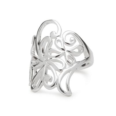Simply Silver Sterling Silver Flower Swirl Ring