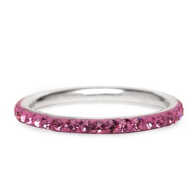 Simply Silver Sterling Silver Pink Pave Crystal Ring