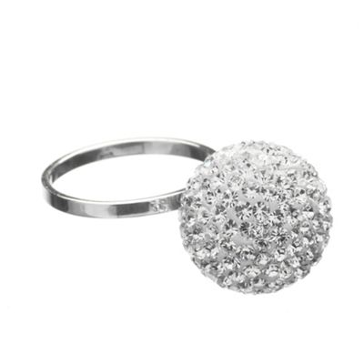 Simply Silver Sterling Silver Crystal Pave Ball Ring