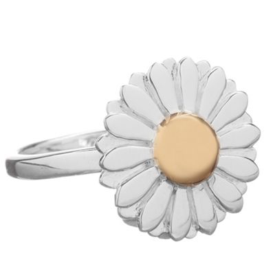 Simply Silver Sterling Silver Two Tone Daisy Ring