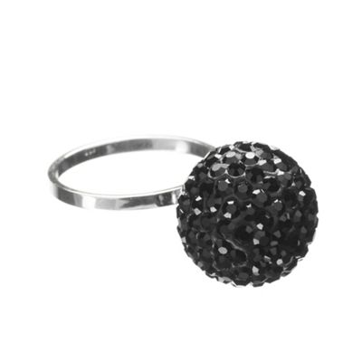 Simply Silver Sterling Silver Black Pave Ball Ring