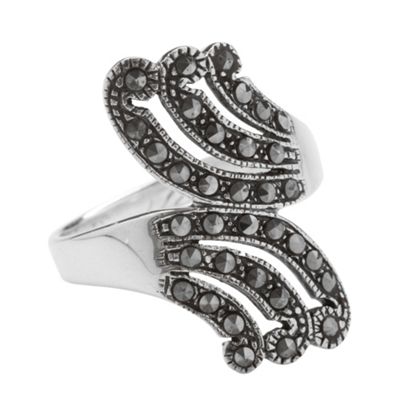 Simply Silver Sterling Silver Marcasite Wave Ring