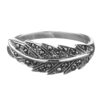 Simply Silver Sterling Silver Marcasite Leaf Ring