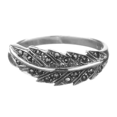 Sterling Silver Marcasite Leaf Ring