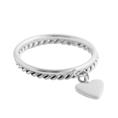 Simply Silver Sterling Silver Double Stack Heart Ring