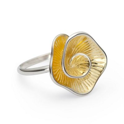 Simply Silver Sterling Silver Two Tone Engraved Flower Ring