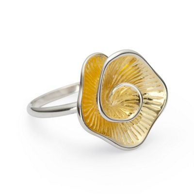 Simply Silver Sterling Silver Two Tone Engraved Flower Ring