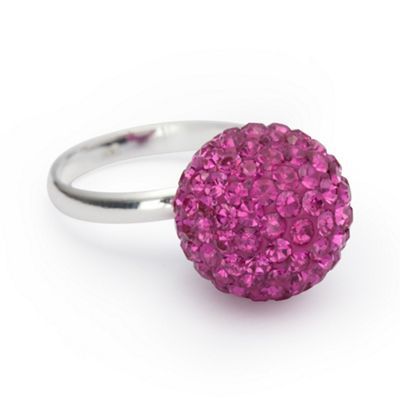 Simply Silver Sterling Silver Fuchsia Crystal Ball Ring
