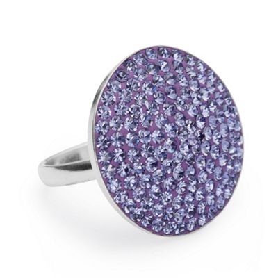 Simply Silver Sterling Silver Flat Purple Crystal Pave Ring