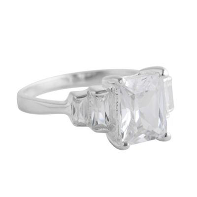Simply Silver Sterling Silver And Cubic Zirconia Baguette Ring