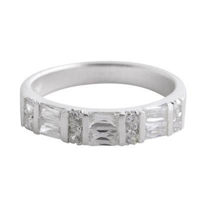 Simply Silver Cubic Zirconia And Sterling Silver Panelled Ring