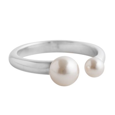 Simply Silver Sterling Silver Double Pearl Ring