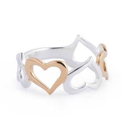 Simply Silver Sterling Silver Two Tone Heart Ring