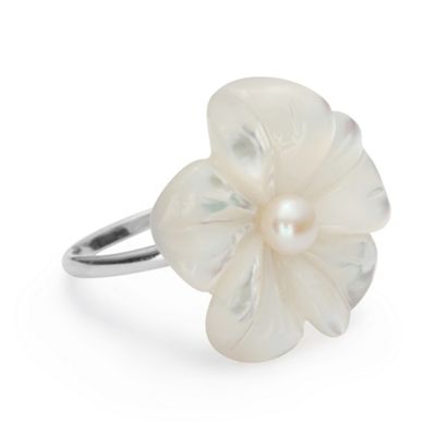 Simply Silver Statement Mother Of Pearl Flower Sterling Silver
